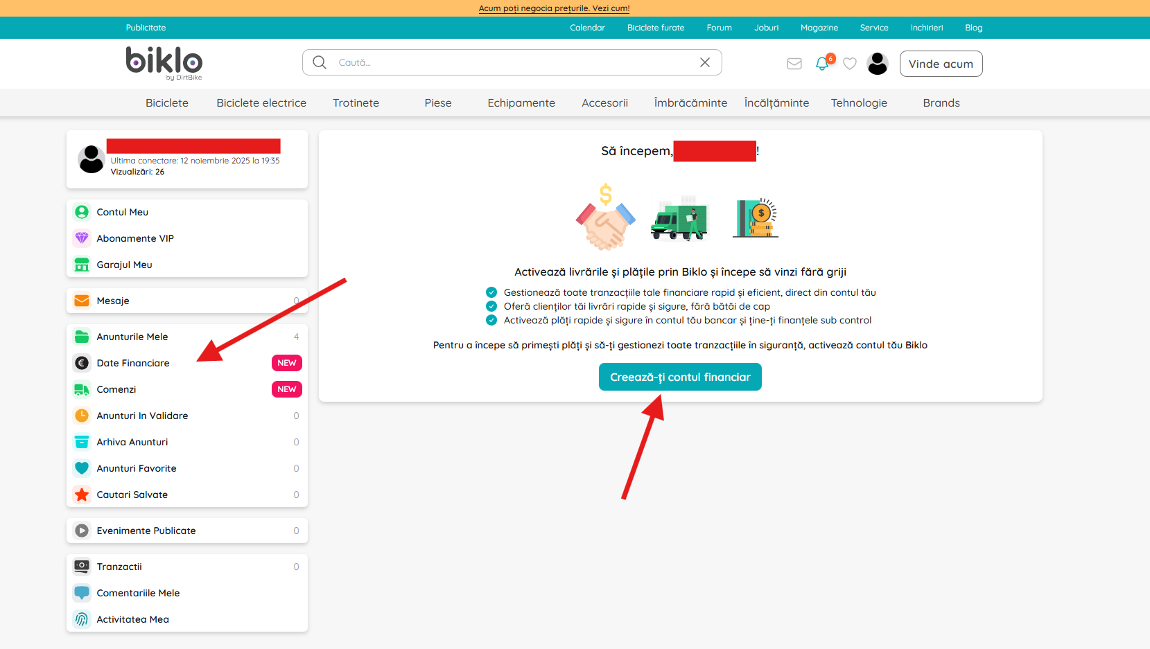 Financiële gegevenspagina in uw Biklo-account
