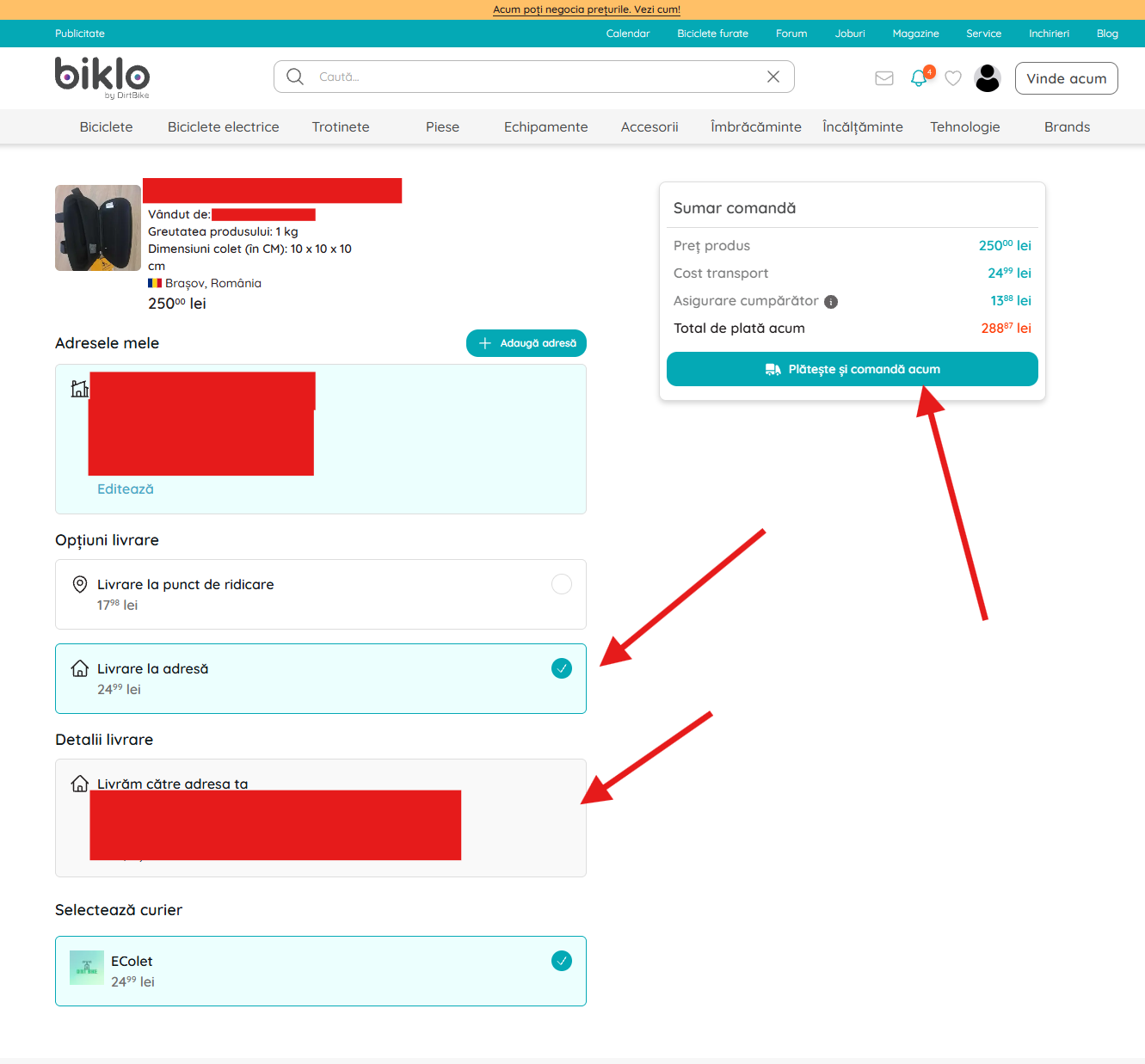 De Biklo-bezorgmethode selecteren